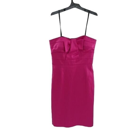 BCBG Dress Pink Bow 80s Formal Party Cocktail Shift Womens Size 8 - Picture 1 of 5